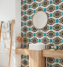 Load image into Gallery viewer, Blue Modern Aztec - Removable Wallpaper