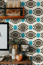 Load image into Gallery viewer, Blue Modern Aztec - Removable Wallpaper