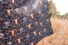 Load image into Gallery viewer, Skull & Flower Silk Western Bandana