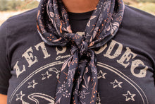 Load image into Gallery viewer, Skull & Flower Silk Western Bandana
