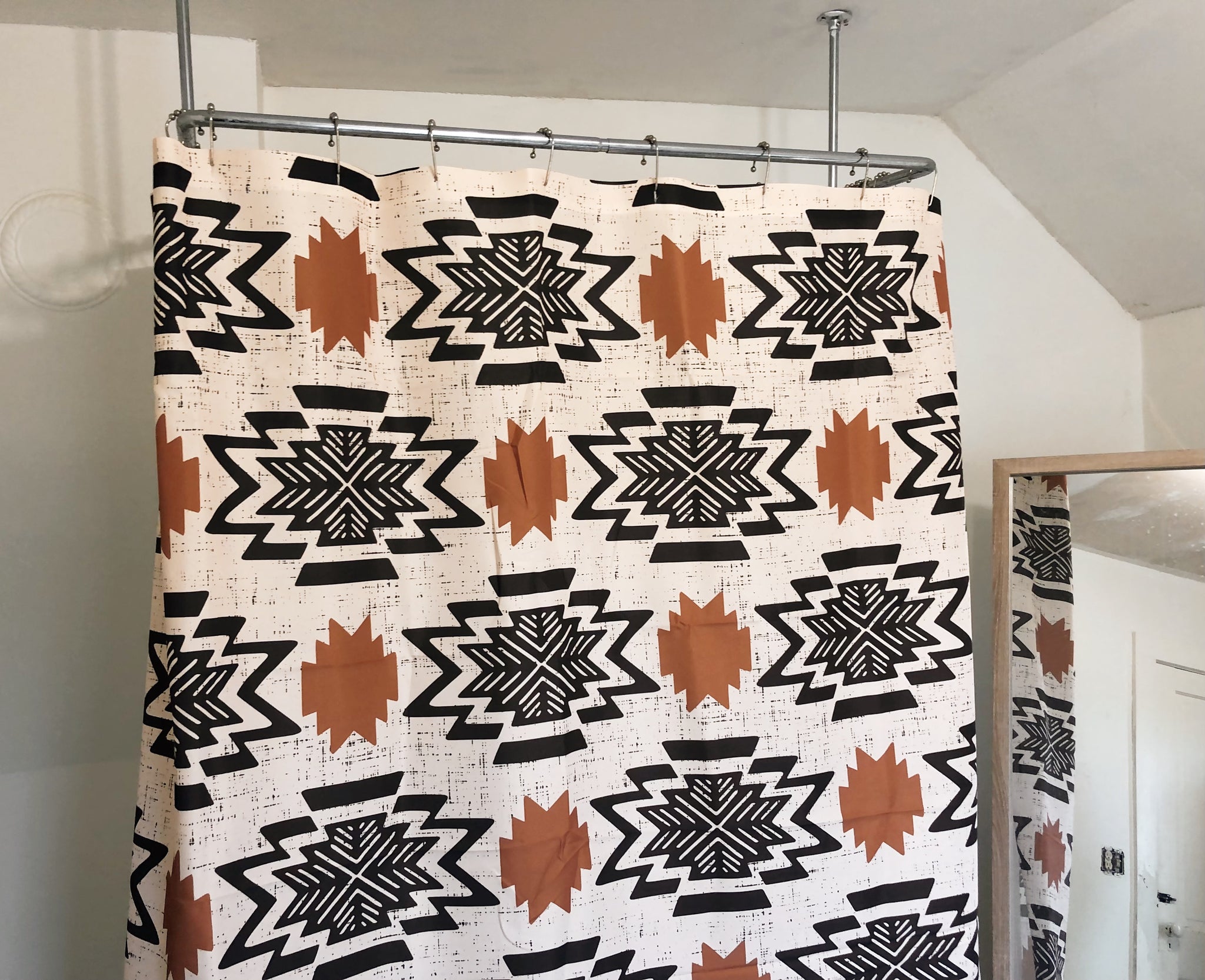 Aztec Stained Glass Shower Curtain - authentic Fabric Shower Curtain - 71x74 inches