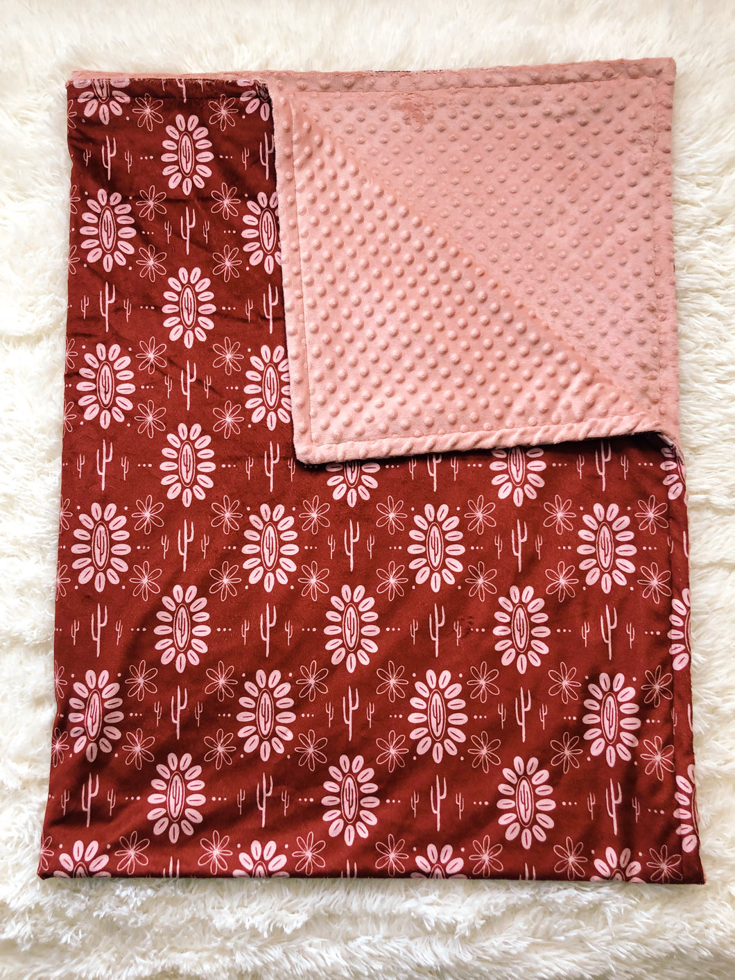 Rust Cactus Blossom - Minky Blanket